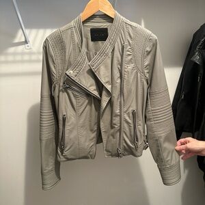BlankNYC Womens Gray Moto Vegan Leather Jacket